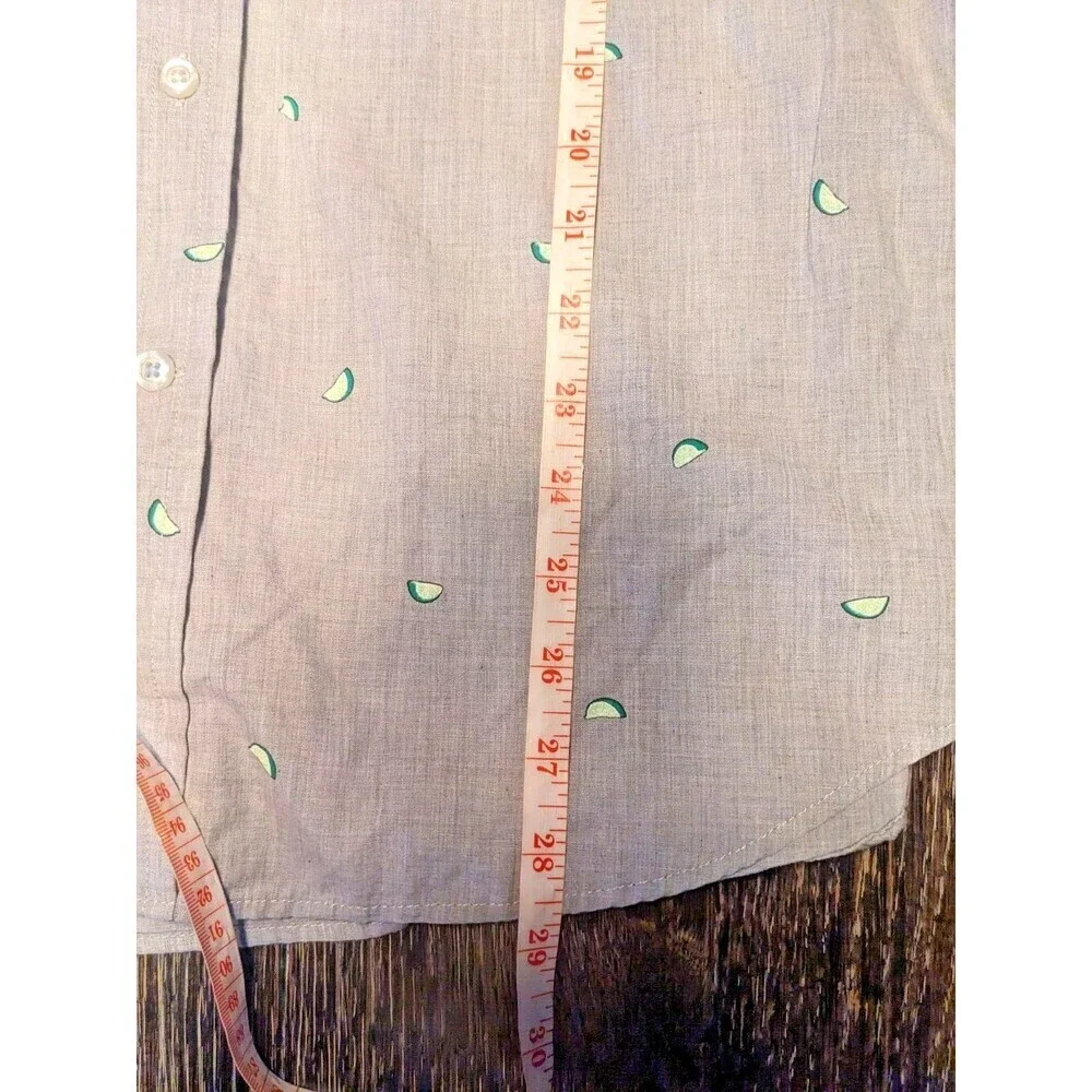 BANANA REPUBLIC Luxe Poplin Slim Fit Buttons Gray Lime Print Shirt Men's Sz L 59